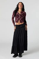 Tiered Drawstring Maxi Skirt