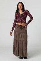 Tiered Drawstring Maxi Skirt