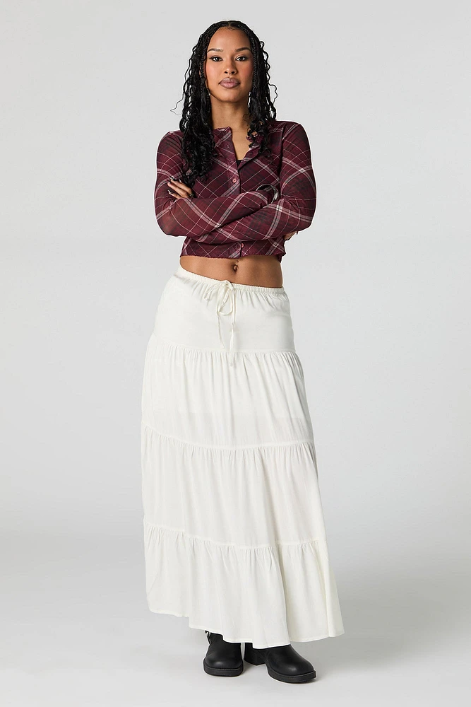 Tiered Drawstring Maxi Skirt