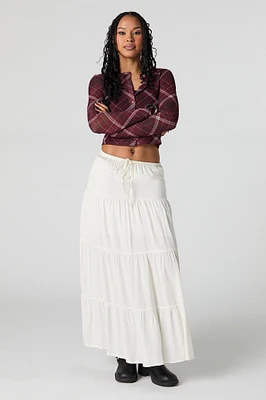 Tiered Drawstring Maxi Skirt