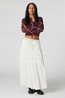 Tiered Drawstring Maxi Skirt