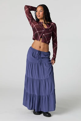 Robe maxi volantée à taille coulissante