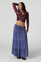 Robe maxi volantée à taille coulissante
