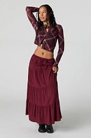 Tiered Drawstring Maxi Skirt