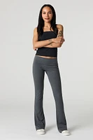 Legging à jambe évasée avec taille repliée