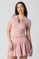 Minijupe-short fluide en tricot côtelé