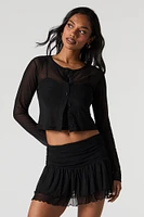 Mesh Button-Up Cardigan