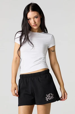 Short en molleton avec broderie