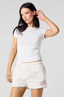 Embroidered Fleece Short