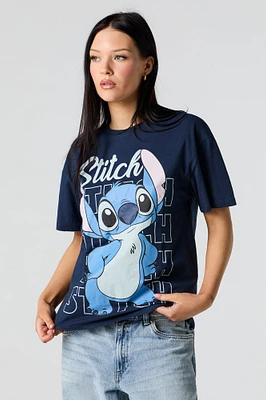 T-shirt de coupe garçonne à imprimé Stitch