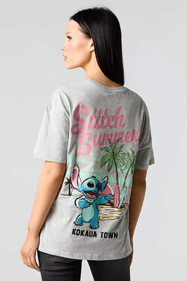 T-shirt de coupe garçonne à imprimé Stitch Hawaii