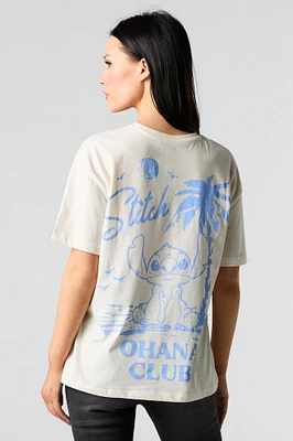 T-shirt de coupe garçonne à imprimé Stitch Ohana Club