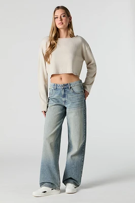 Jean rigide baggy taille basse lavé moyen vintage