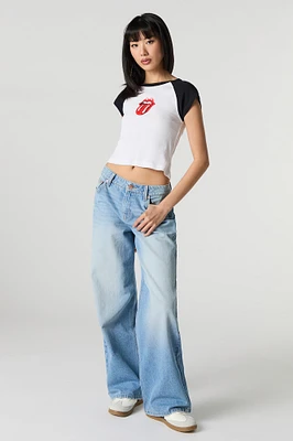 Medium Wash Low Rise Wide Leg Jean