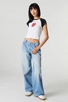 Medium Wash Low Rise Wide Leg Jean