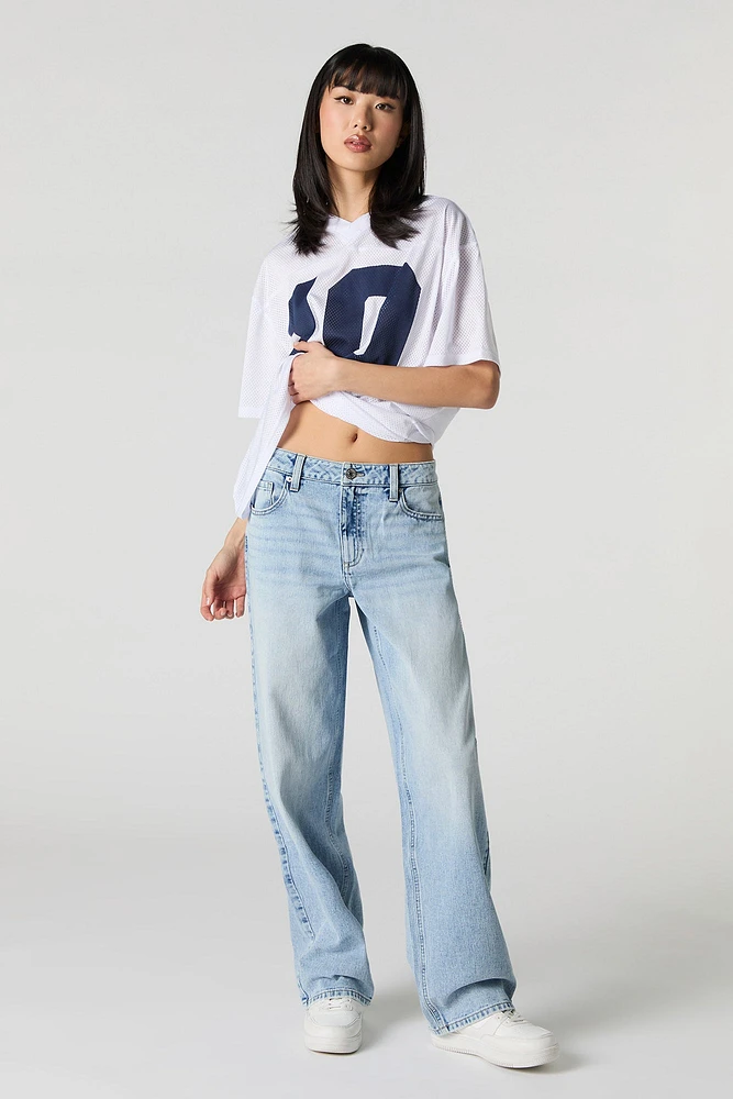 Jean baggy délavé pâle à taille basse