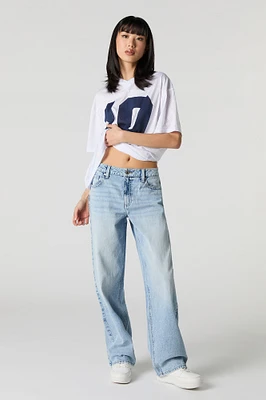 Jean baggy délavé pâle à taille basse