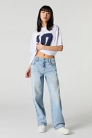 Jean baggy délavé pâle à taille basse