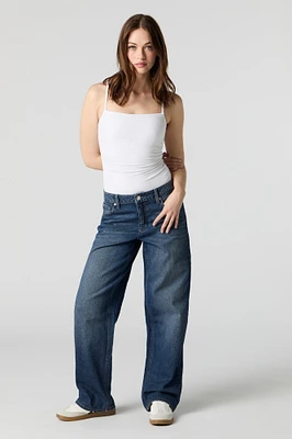 Jean ample à taille basse délavé foncé vintage