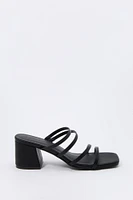 Faux-Leather Strappy Open Toe Heel
