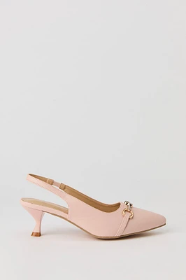 Rhinestone Pointed Toe Slingback Kitten Heel