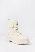 Lace Up Buckled Boot