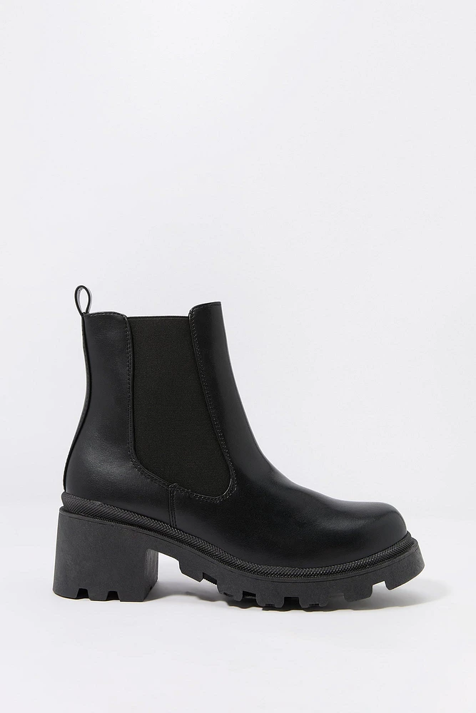 Bottes à soufflets en similicuir avec talons