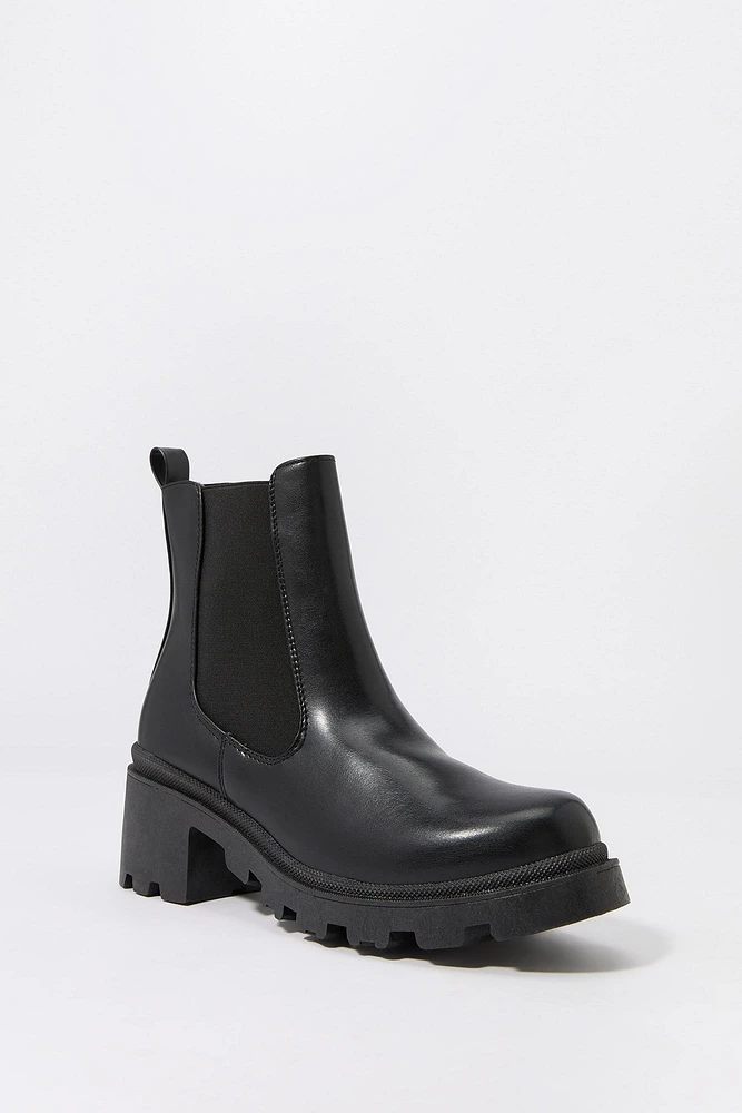 Bottes à soufflets en similicuir avec talons