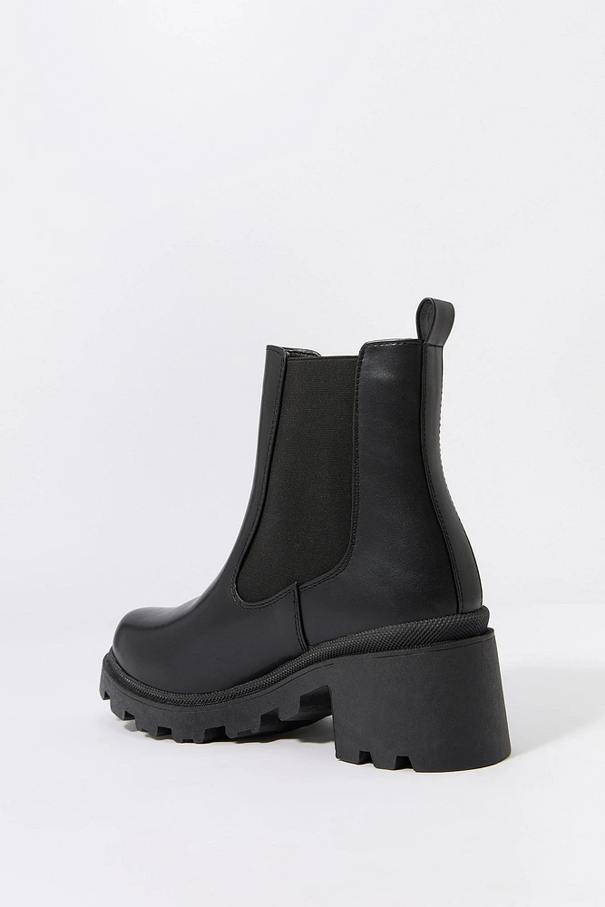 Bottes à soufflets en similicuir avec talons