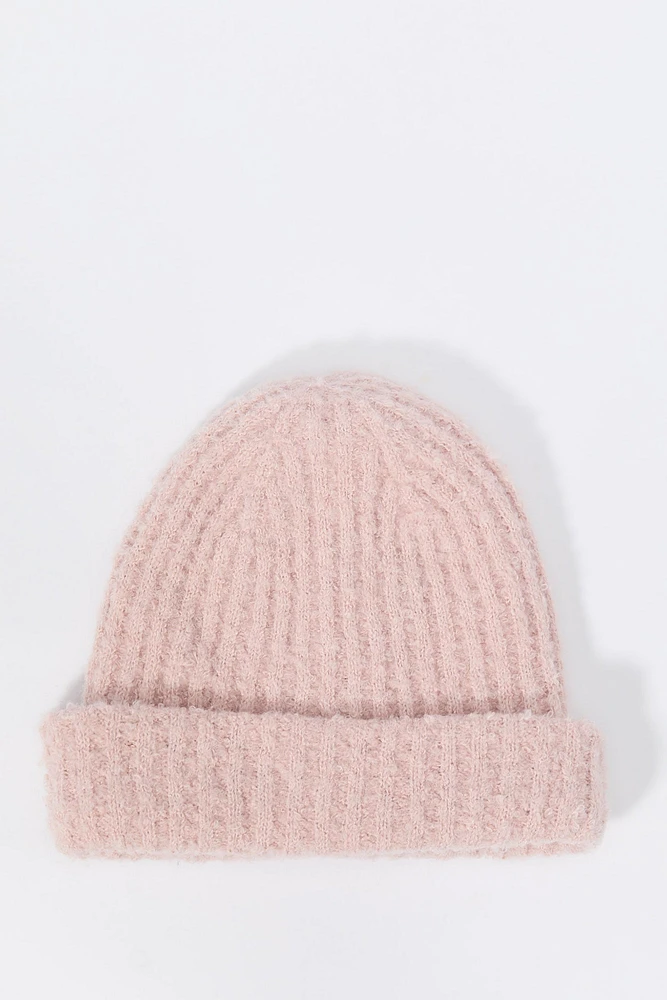 Ribbed Fuzzy Knit Beanie
