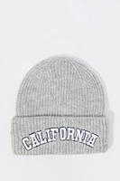 City Embroidered Ribbed Knit Beanie