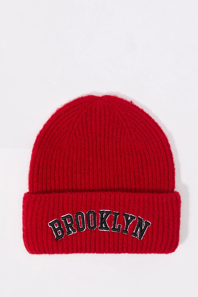 Tuque en tricot côtelé avec motif brodé City