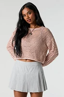 Crochet Open Knit Cropped Sweater