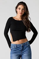 Chandail asymétrique en tricot côtelé avec ourlet fendu