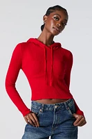 Ribbed Knit Hooded Sweater