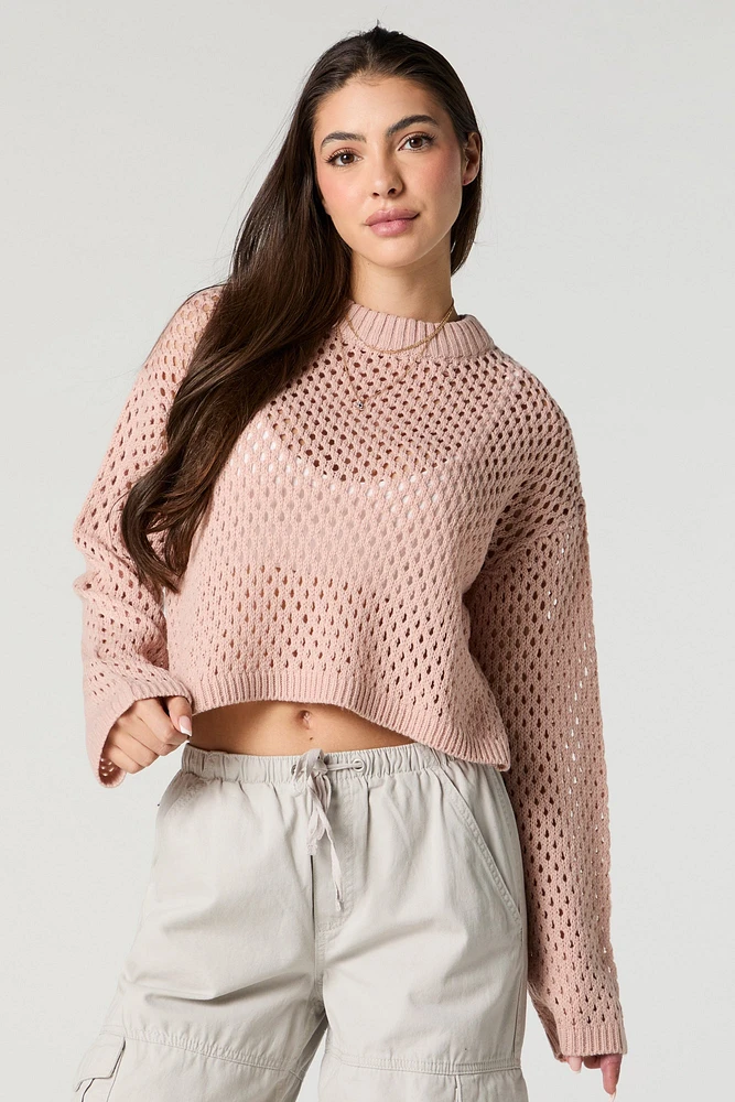 Chandail court en tricot ajour