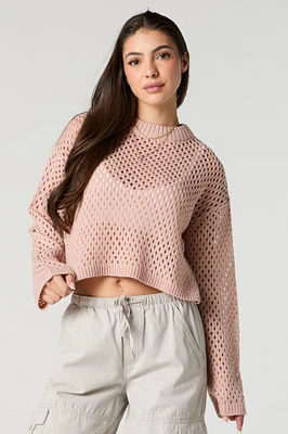 Chandail court en tricot ajour