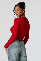 Ribbed Knit Scoop Neck Skimmer Sweater