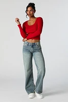 Ribbed Knit Scoop Neck Skimmer Sweater