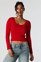 Ribbed Knit Scoop Neck Skimmer Sweater