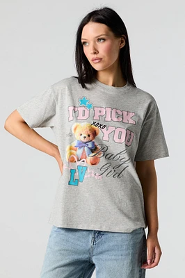T-shirt de coupe garçonne à imprimé Teddy Bear