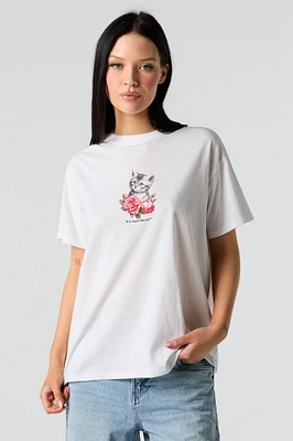 T-shirt de coupe garçonne à imprimé Kitty