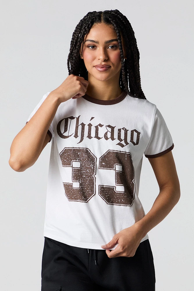 T-shirt à liséré contrastant avec imprim