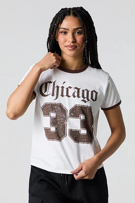 T-shirt à liséré contrastant avec imprim