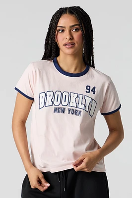 T-shirt à liséré contrastant avec imprim