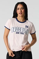 T-shirt à liséré contrastant avec imprim
