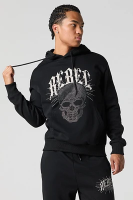 Graphic Rhinestone Fleece Hoodie