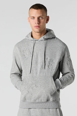 Letter Embossed Fleece Hoodie