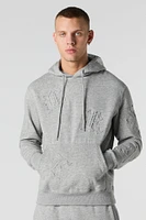Letter Embossed Fleece Hoodie