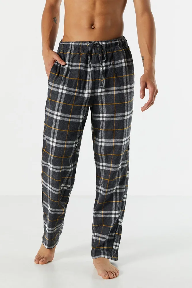 Urban Planet Plaid Pajama Pant, Charcoal, Mens